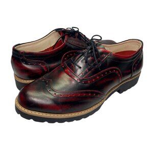 S2B2 Zapato Handmade Black & Red Oxford Men's EU42 US9.5M